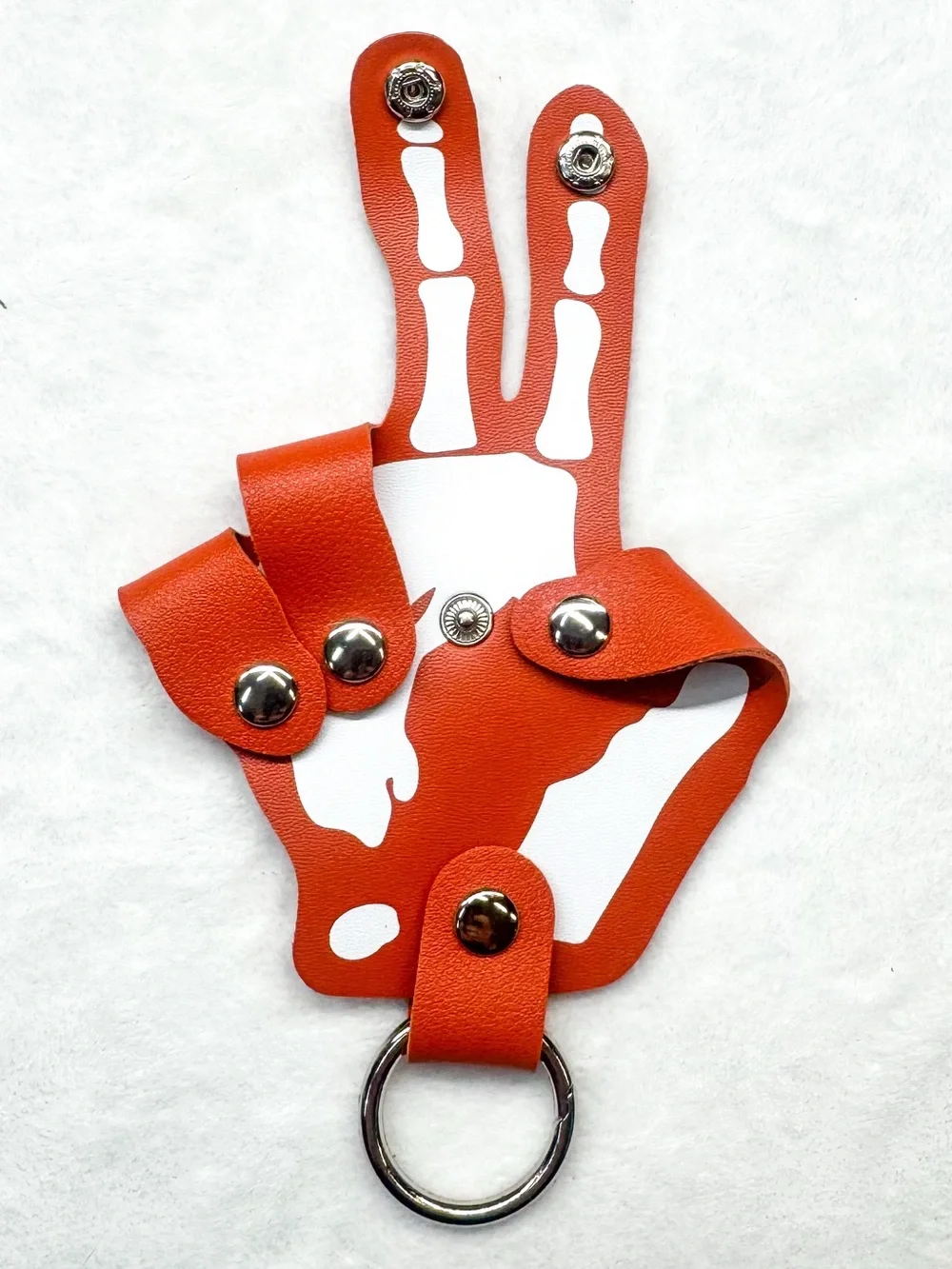 Orange Skeleton Hand Key Holder – Snap Closure Halloween Keychain